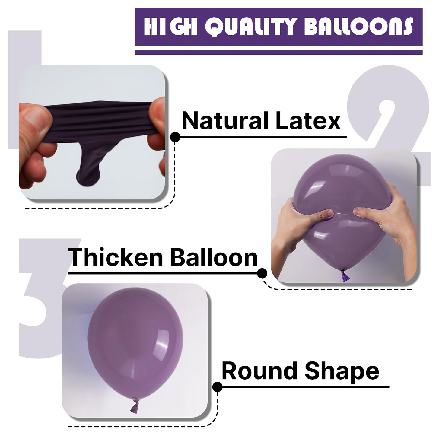 PartyWoo Dusty Purple Balloons 100 pcs Different Sizes of 18 12 10 5 Inch Dark Purple Latex Helium Balloon Arch Kit Garland for Baby Shower Halloween Butterfly Birthday Party Decorations Purple-F50