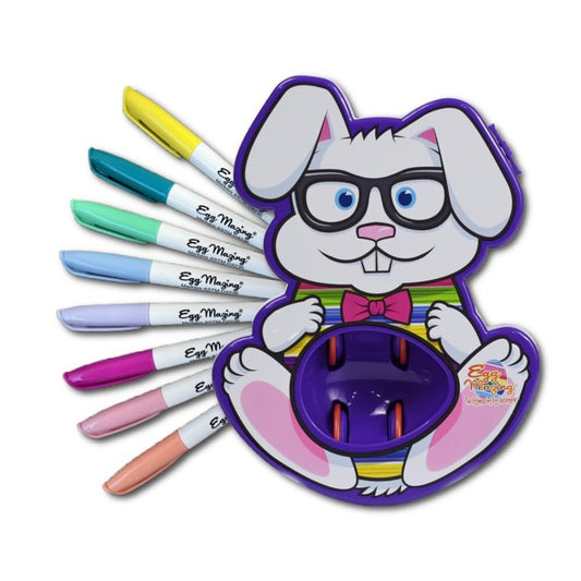Eggmazing Easter Egg Decorator Kit - Includes Bunny Egg Decorating Spinner Arts and Crafts Set with 8 Colorful Quick Drying Markers - Packaging May Vary