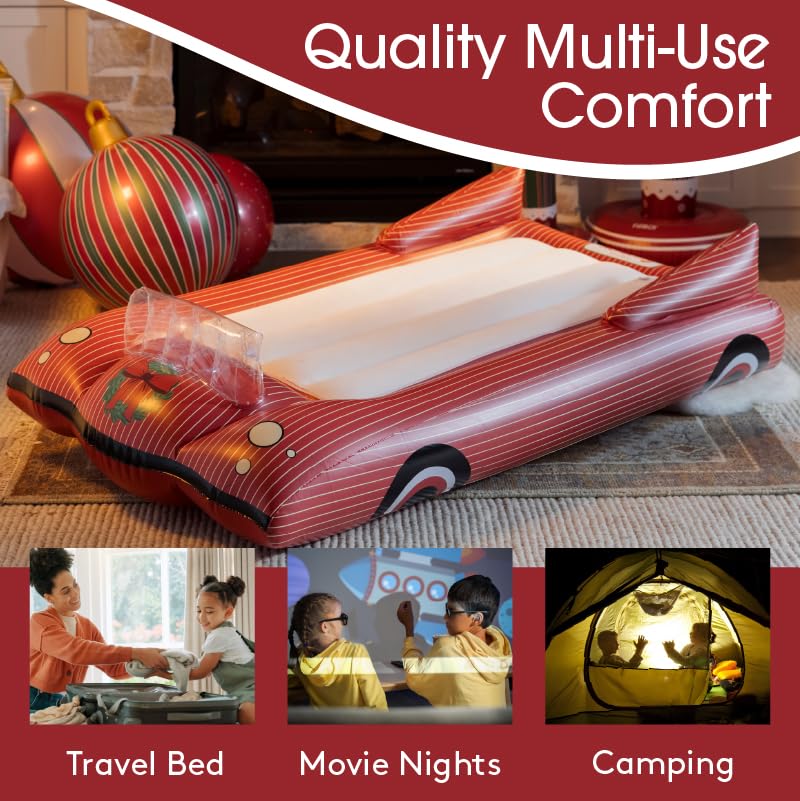 FUNBOY Christmas Kids Red Car Travel Inflatable Air Mattress - Twin Size