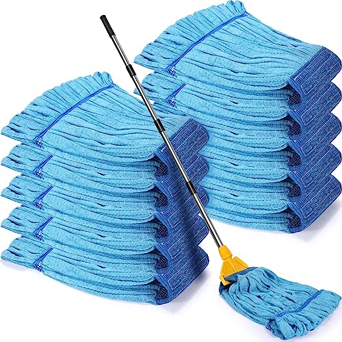 Microfiber Mop Head Refill 10 Pack - Blue 18 oz Commercial Floor Cleaning