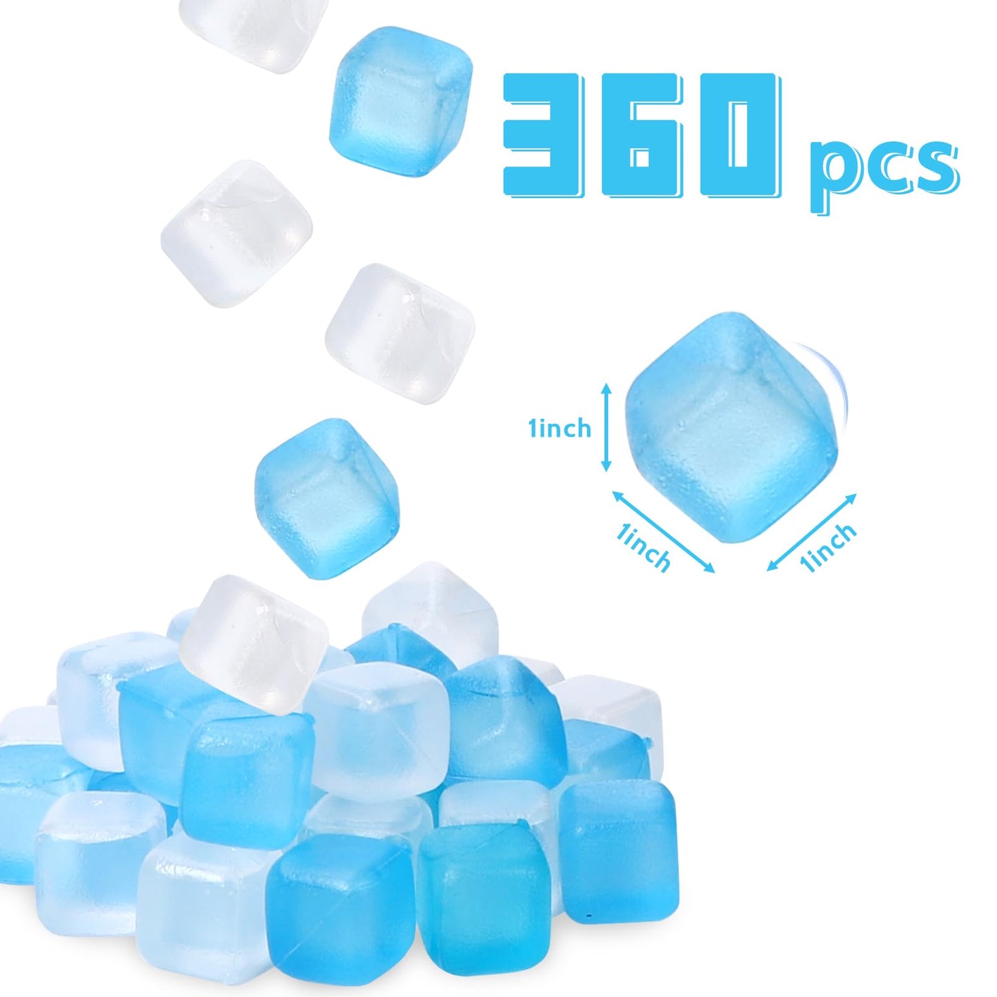 360 Pack Reusable Ice Cubes Refreezable Plastic Ice Cubes Without Diluting Reusable Ice Cubes for Drinks Large Pack Ice Cube Frozen BPA Free for Party Bars Ice Bath Camping
