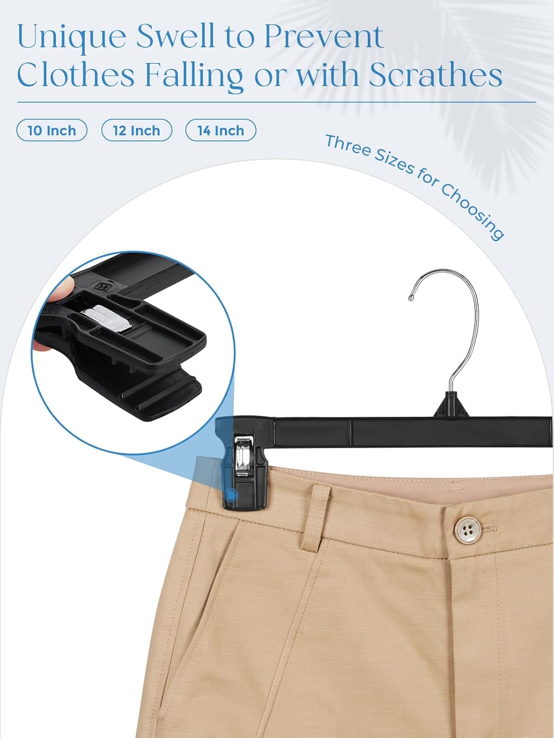 Smartor Pants Hangers - 30 Pack Black Clips with 360° Hooks for Heavy-Duty Trousers & Skirts | 12 Inch