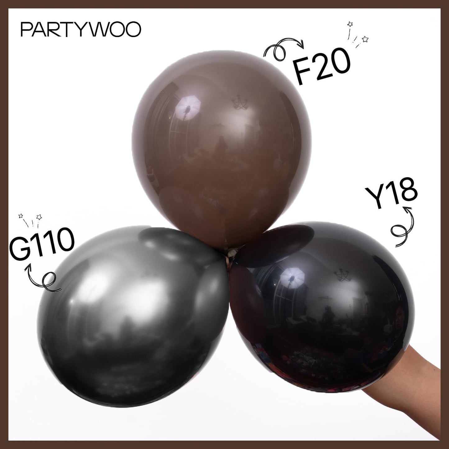 PartyWoo Dark Brown Balloons 50pcs 12 Inch Boho Coffee Neutral Fall Latex Helium Balloons for Bachelorette Baby Shower Anniversary Thanksgiving Birthday Autumn Theme Party Decorations Brown-F20