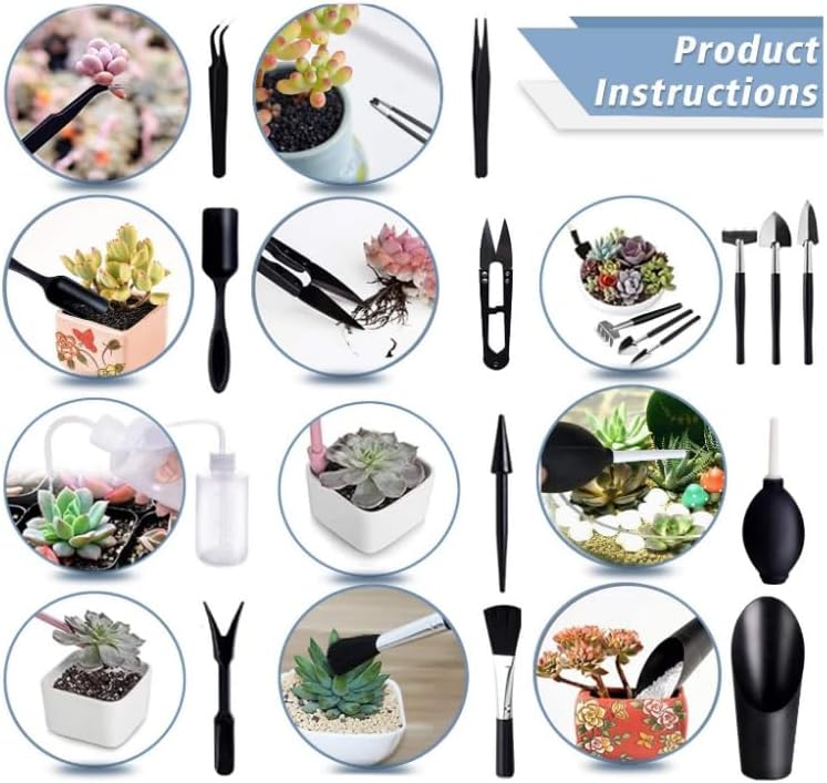 Skiennix 17-Piece Succulent Plant Care Tool Set - Indoor Transplanting Mats & Mini Gardening Tools