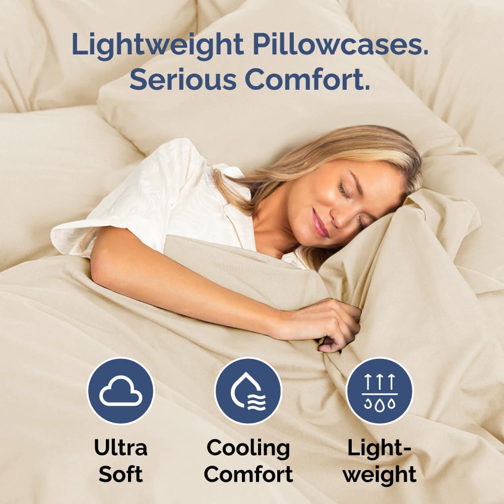 King Standard Pillow Cases - Soft Hotel Quality Covers for Comfy Bedding | Set of 4 Off White