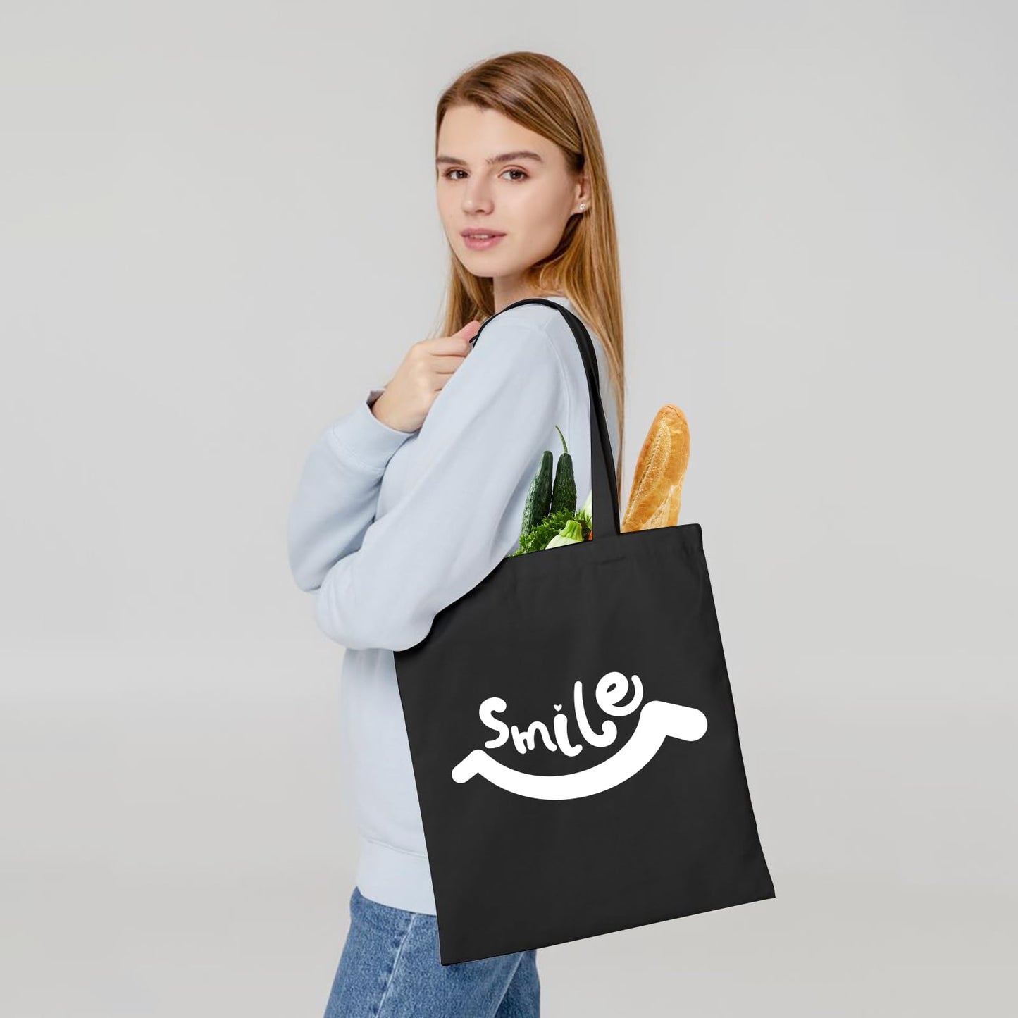 5 | 25 | 50 Pack Economical Reusable Canvas Tote Bag, 10 Oz Washable Thicken Grocery Bag, Plain Canvas Bags with Handles, Blank Bag Suitable for DIY, Tote Bags to Paint(Black) (25, 8.8 x 9.6 Inch)
