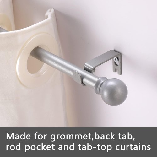 GXOACKJ Heavy Duty Metal Curtain Rod Set - Decorative Silver, 32-48 Inch with Brackets
