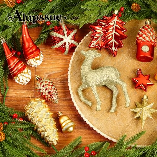 Christmas Decorations Set 103pcs Shatterproof Plastic Ornaments with Gnome Balls for Xmas Tree