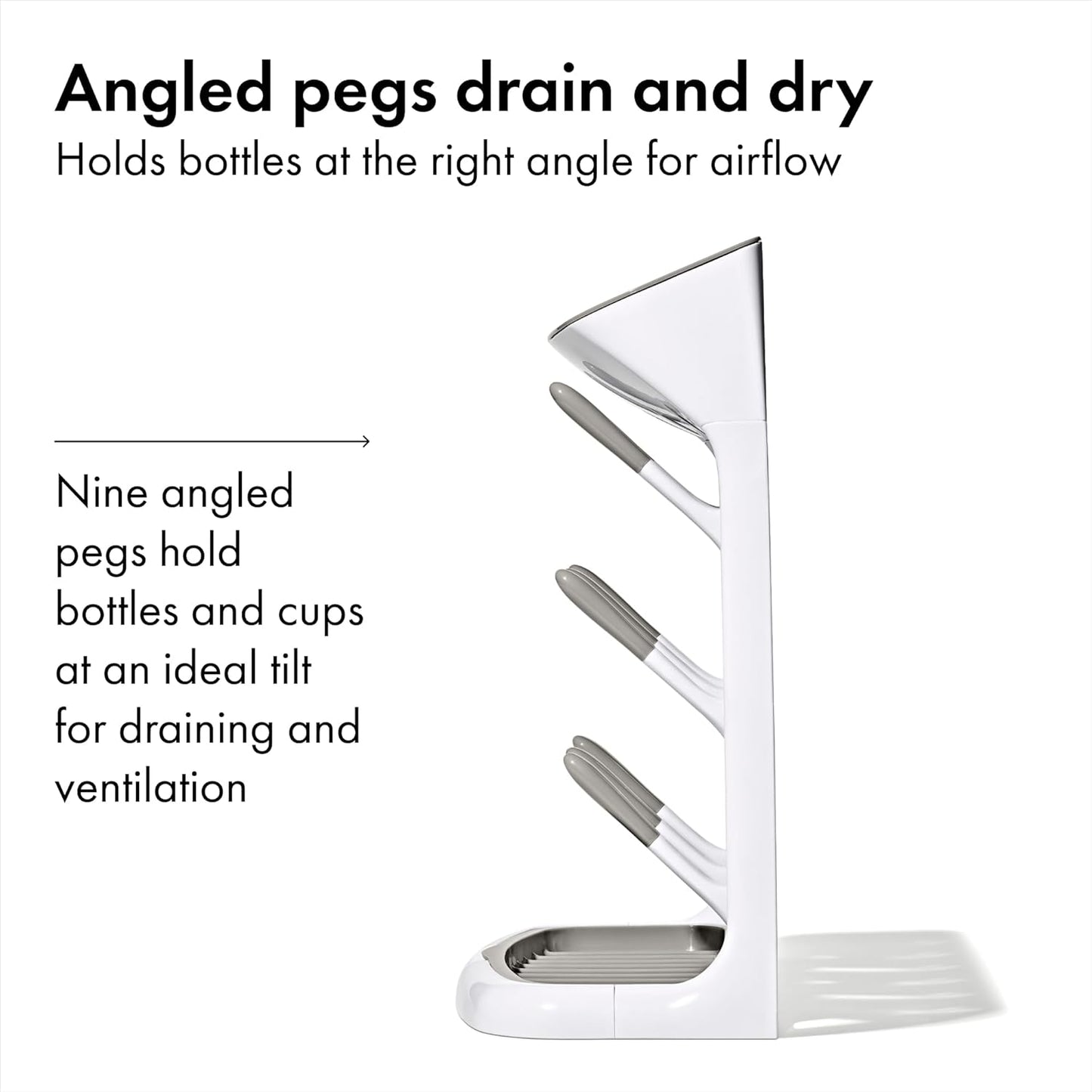 OXO Tot Drying Rack - Space-Saving Design for Efficient Bottle and Dish Drying