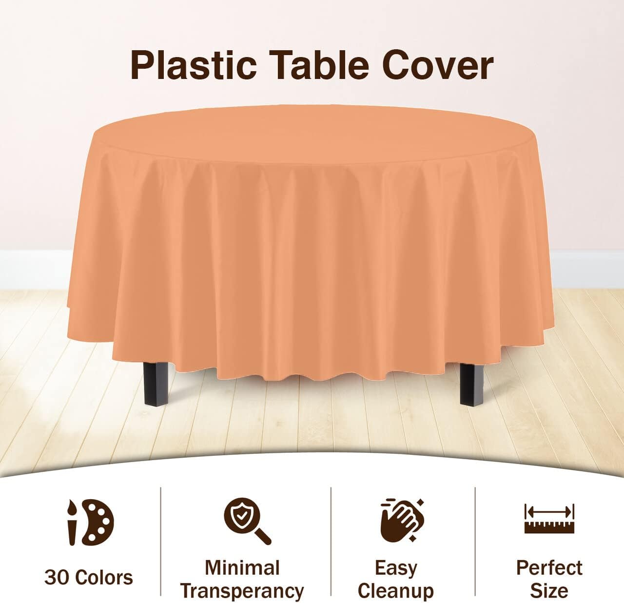 Ivory 84-Inch Round Tablecloth - 12-Pack Premium Plastic Party Supplies