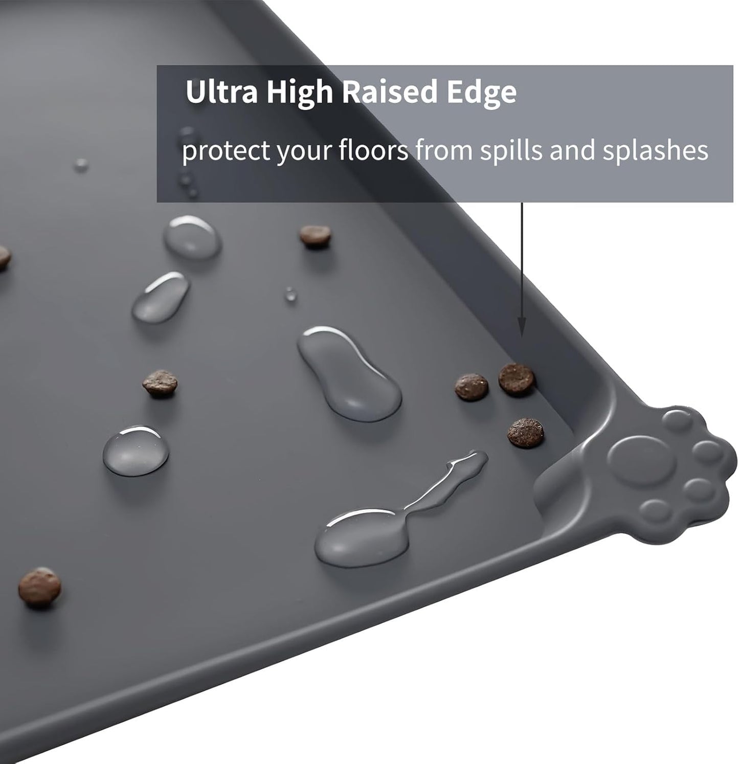 Reopet Waterproof Pet Feeding Mat - Non-Slip Silicone Design with High Raised Edges | Protects Floors from Spills