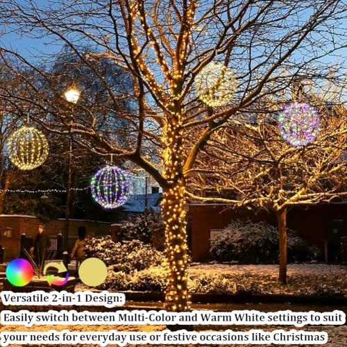 16-inch Solar LED Globe Christmas Lights - Waterproof Outdoor Decor, 2-Pack