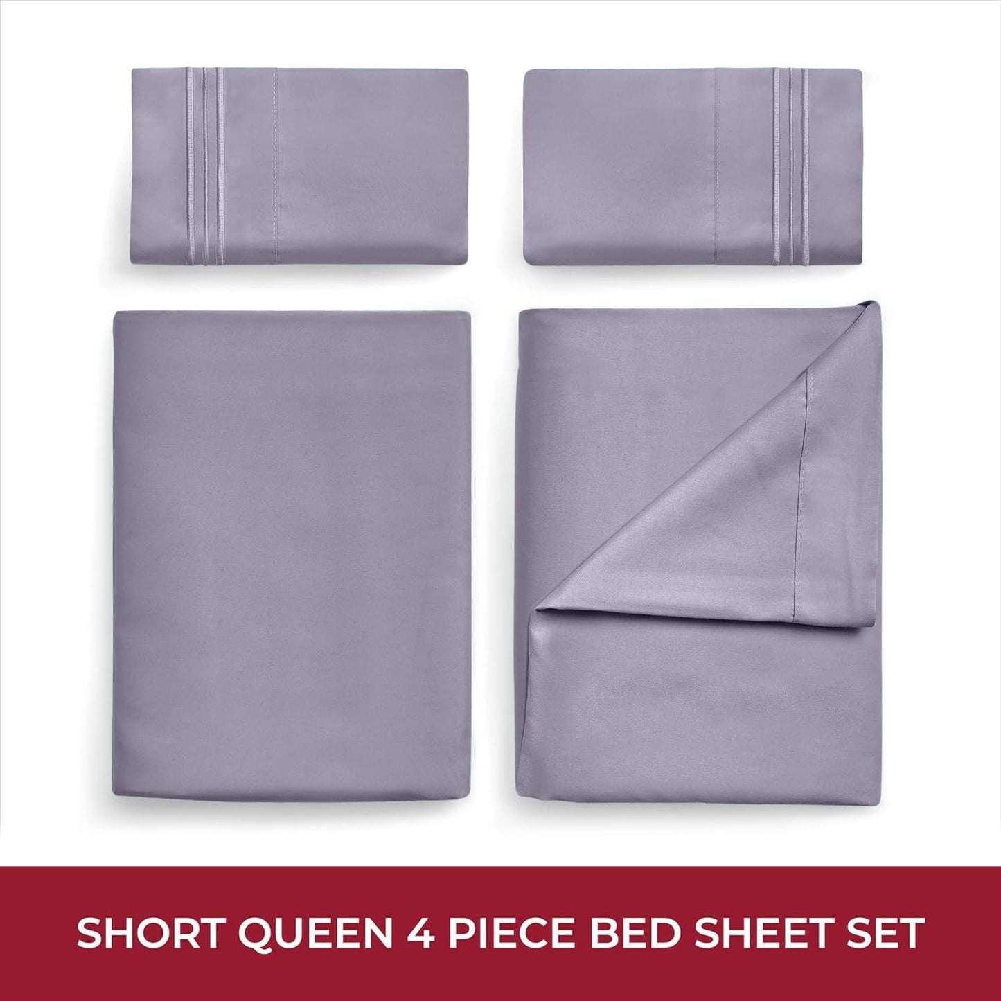 Mellanni RV Short Queen Sheets - Hotel Luxury Bedding Set | Extra Soft, Cooling, Deep Pocket - Hazy Lilac