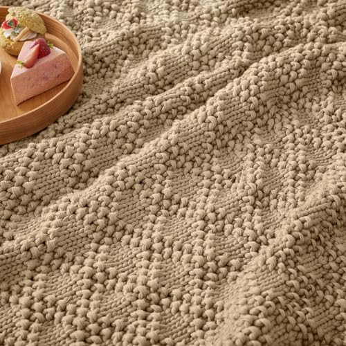 Anysay Beige Chunky Knit Weighted Blanket 60''x80'' 20lbs for Adults