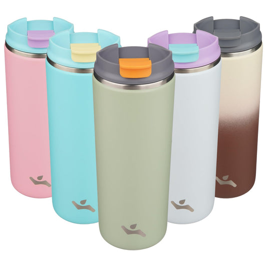 Konokyo Tumbler with Lid, 16 oz Travel Coffee Mug Double Wall Vacuum Stainless Steel Thermal Metal Cup Insulated Water Bottle,Soft Green