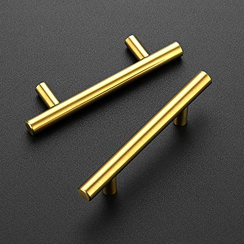 Brushed Brass Cabinet Handles - 5 Inch Length, 3 Inch Hole Center, 30 Pack - Variation of THIS listing