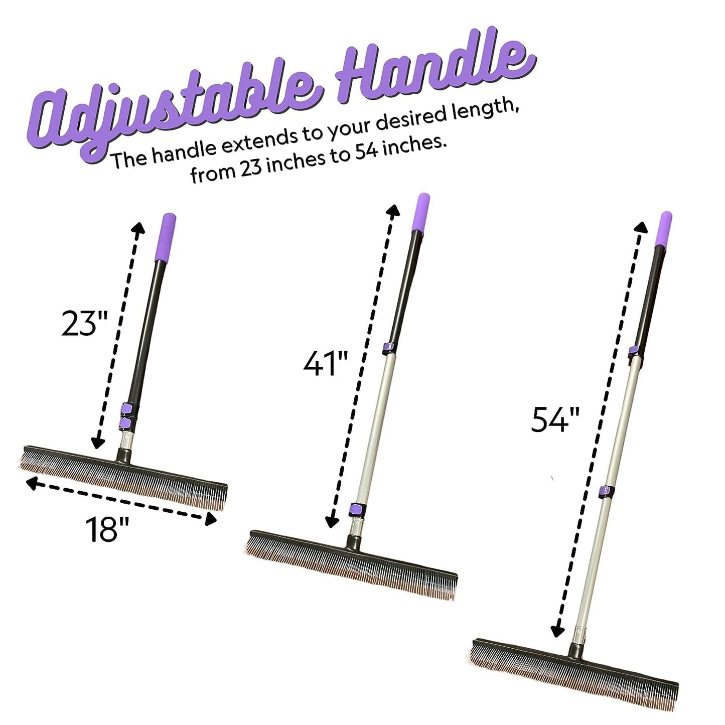 Room Groom Carpet Rake Set (Original and PET) Telescoping 54" Adjustable Handle, Portable Design, Carpet Brush for Pet Hair, Refreshing High Pile Carpets and Artificial Turf, (Pack of 2)