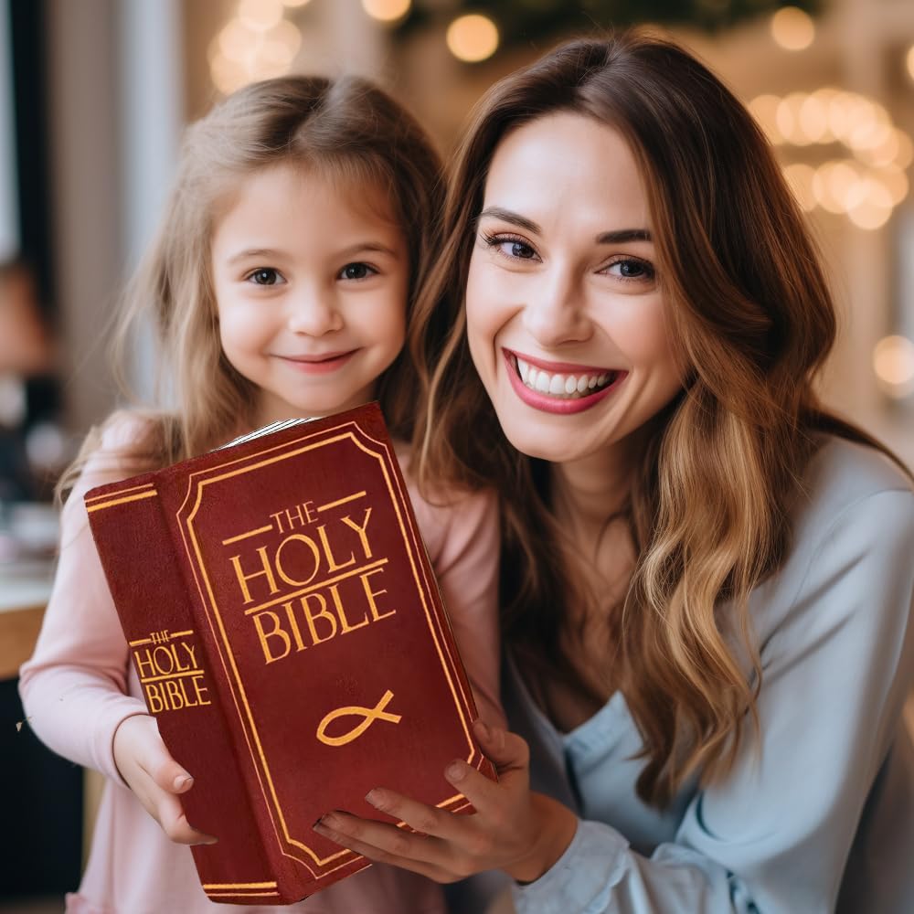 HBQTYXGS Bible Pillow，The Holy Bible Pillow Plush - Book Shape，That Opens Christian Holy Bible Stuff Religious Party Favors Gifts，for Kids Adults Christian Gifts (Purple)