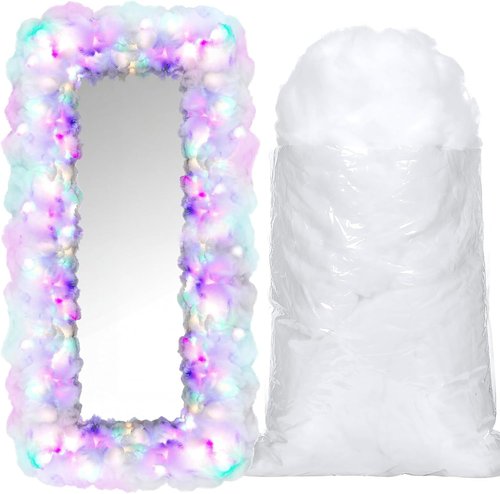 Halloscume Cotton Fake Cloud Stuffing - 28.16 Ounce Fluffy Fiber Filling with LED Strings for Crafts & Decor
