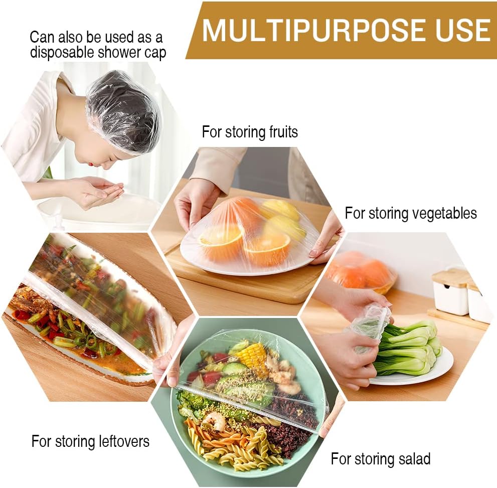Skiennix Reusable Plastic Elastic Bowl Covers - 200PCS Food Storage Solution for Leftovers | Ideal for Picnics