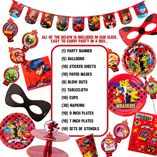 Miraculous Ladybug Party in a Box Kit - Official Licensed Kids Birthday Supplies - Mighty Mojo