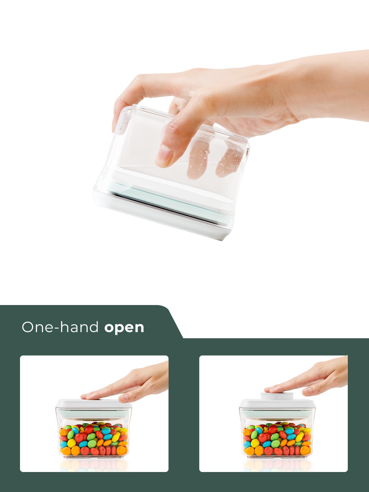 Tourdeus 0.6 Qt Snack Containers - 3 Pack BPA-Free Mini Food Storage Canisters with One-Touch Lids, Stackable Clear Candy & Travel Containers for Pantry, Classroom & Freezer