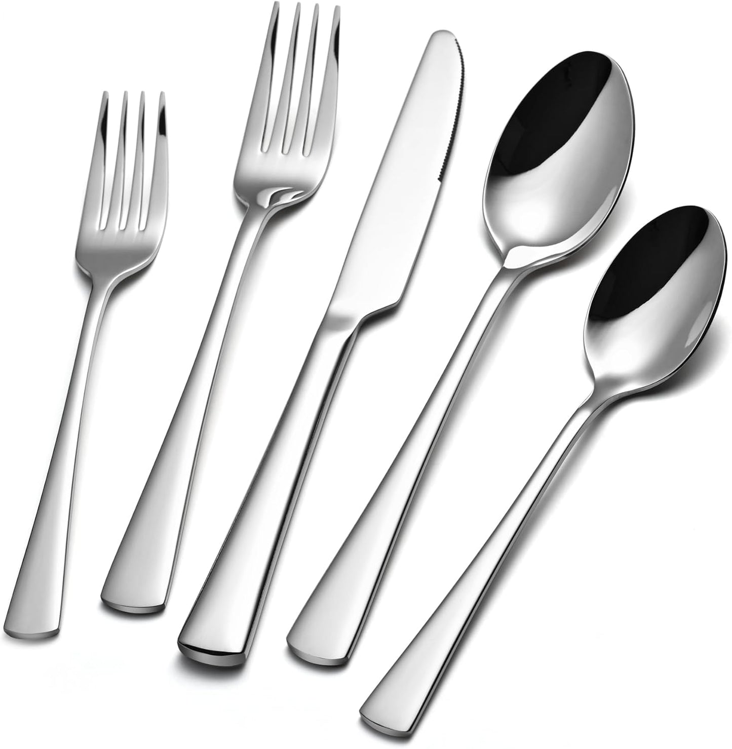 KINGSTONE 40-Piece Silverware Set for 8 | Forged 18/10 Stainless Steel, Mirror Finish, Dishwasher Safe