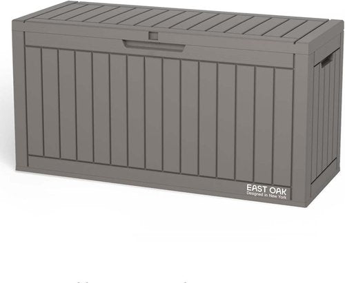 EAST OAK 60 Gallon Outdoor Storage Box - Waterproof Resin Deck Bin for Patio Cushions & Tools | Grey
