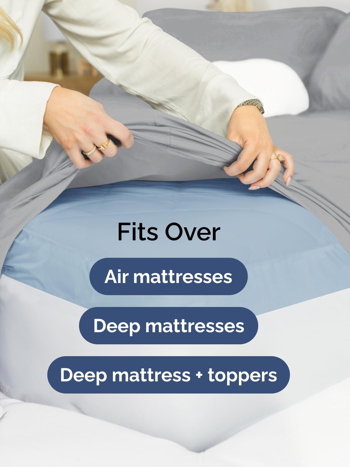 Skiennix Extra Deep Cal King Sheet Set | 6-Piece Breathable Cooling Bedding - Soft, Wrinkle-Free, Steel Blue