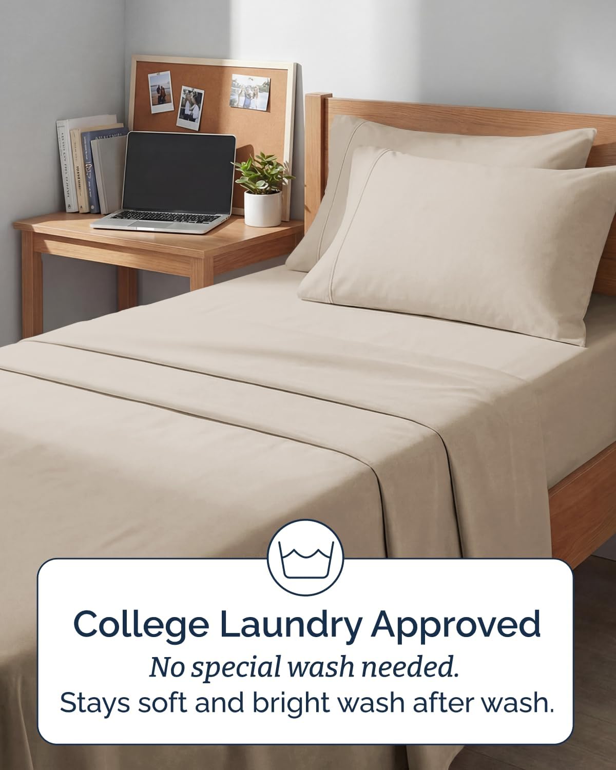 Skiennix Extra Deep Twin XL Sheet Set | 4-Piece Breathable Cooling Bedding - Soft, Wrinkle-Free Wheat Color