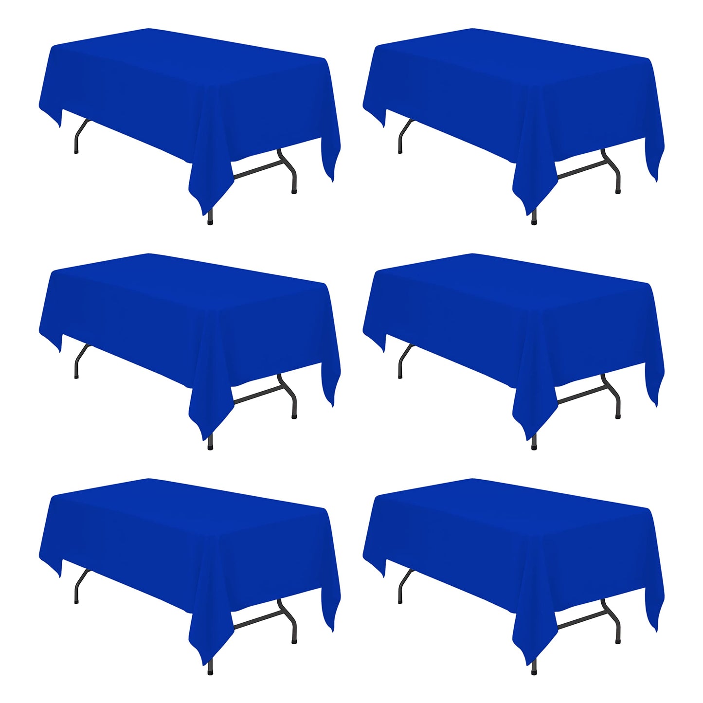 BRILLMAX 6 Pack Royal Blue Tablecloths 60 x 102 Inch for 6ft Rectangle Tables - 150 GSM Polyester Fabric, 15" Standard Drop, Water, Stain & Wrinkle Resistant Cloth Cover for Wedding Dining Buffet