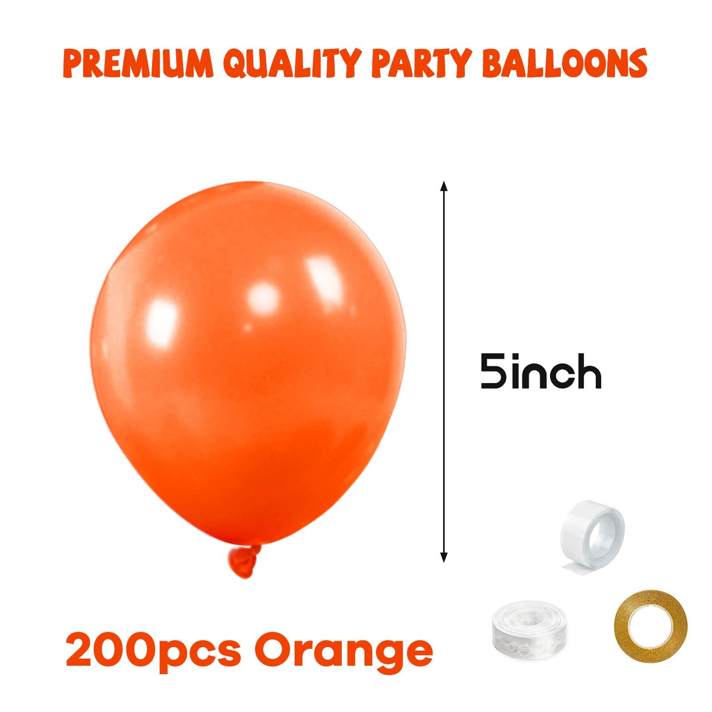 Orange Balloons 110Pcs, 5 Inch Small Latex Party Balloons, Mini Thick Orange Balloons for Birthday Wedding Baby Shower Decorations.
