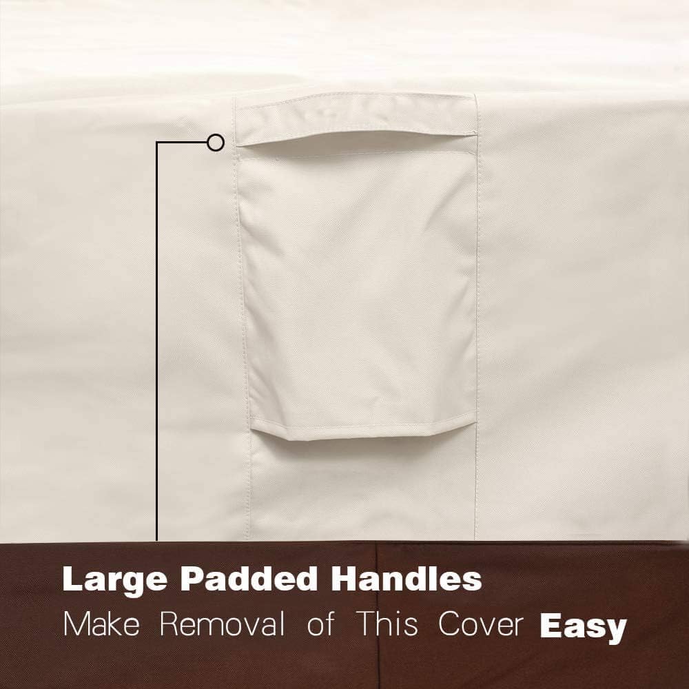 Vailge Waterproof Patio Furniture Set Cover - Padded Handles | Small Beige & Brown Outdoor Table Cover