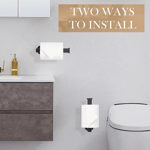 JOPOFI Toilet Paper Holder - Self-Adhesive Wall Mount for Bathroom | SUS 304 Stainless Steel, Matte Black