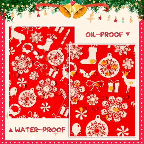 Christmas Wax Paper Sheets Red Snowflakes 100 Pcs Holiday Food Wraps