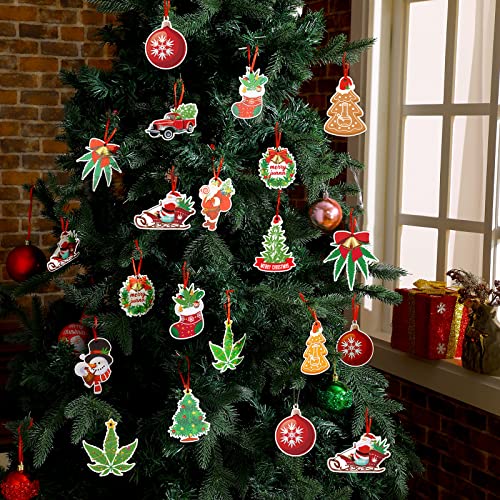 Amyhill 12-Pack Wooden Leaf Christmas Ornaments with Twine