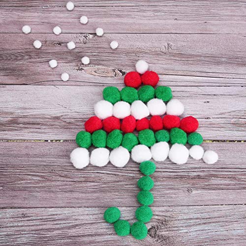 Livder Christmas Pom Poms Pompoms for Art Crafts Gift Decorations, Red Green White, 400 Pieces