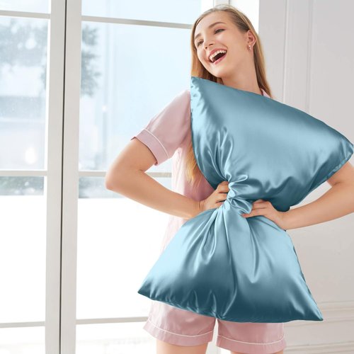 INSSL Mulberry Silk Pillowcase - Luxurious Comfort for Hair & Skin | Blue Gray, Standard Size