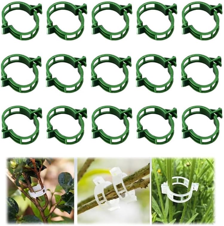 Skiennix Plant Support Clips - Durable Plastic Garden Clips for Climbing Plants | 50pcs, Green