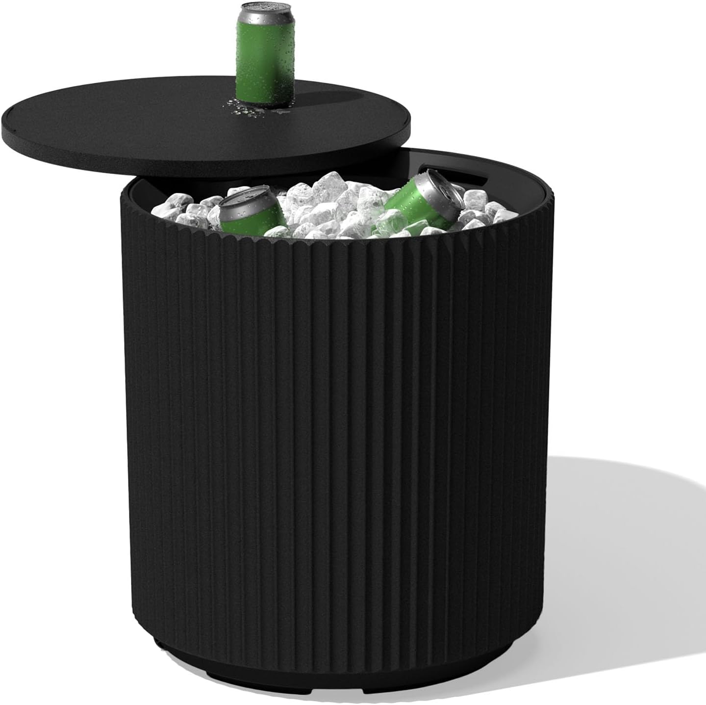Veradek Outdoor Cooler Side Table - 2-in-1 Design, Stylish Black Finish, 21 Inch