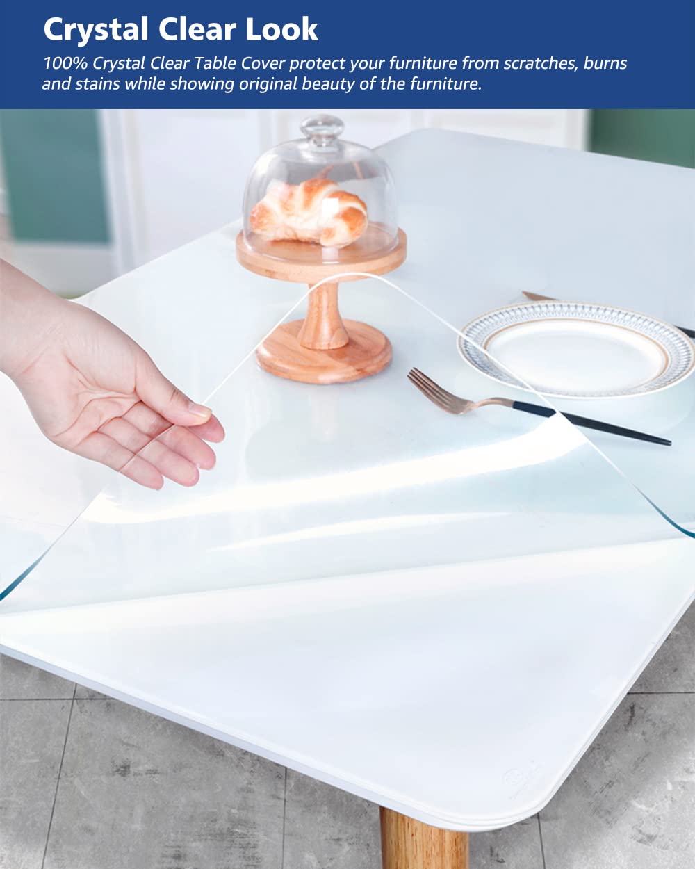 46X46 Inch Clear Plastic Table Cover on Top of Coffee Dining Table Computer Office Desk Pad Protector Durable Heavy Duty Desktop Cover Mat Vinyl Tablecloth for Furniture Surface Protection