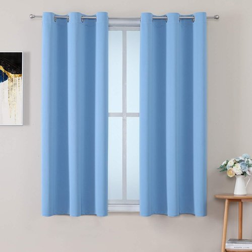 ChrisDowa Grommet Blackout Curtains - Thermal Insulated Room Darkening Panels, Sky Blue, 38W x 54L