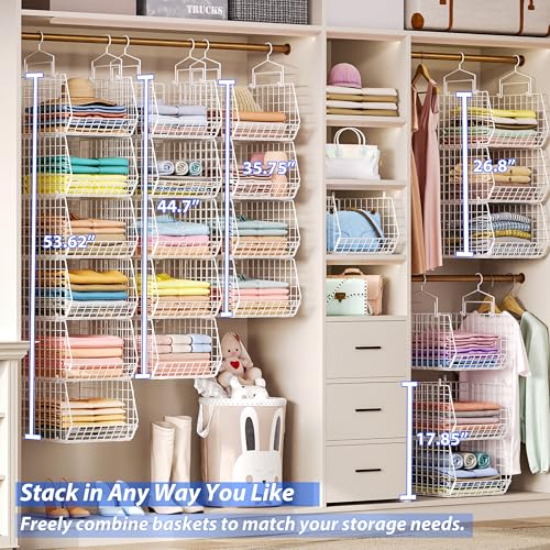 White 6-Tier Extended Depth Hanging Closet Organizer with Hooks - X-cosrack