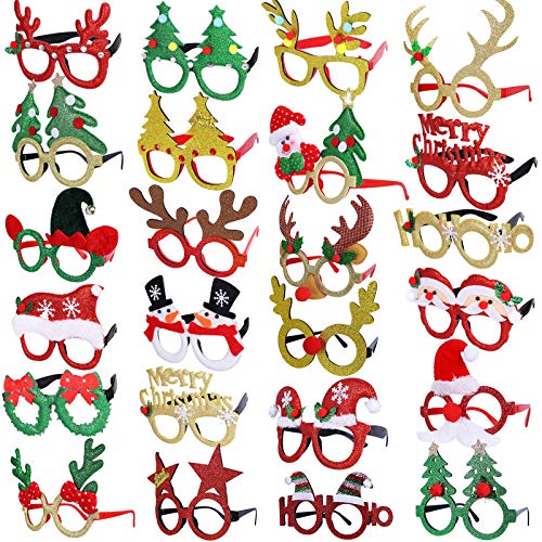 Max Fun 24-Pack Christmas Glitter Glasses Frames party favors 24 designs