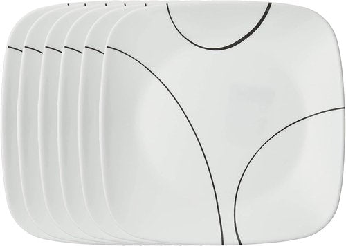 Corelle Vitrelle 6-Piece Salad Plate Set - Lightweight, Chip-Resistant Square Plates | Splendor Design, 8.5-Inch