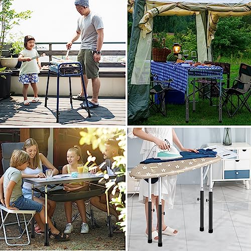 (4-PACK) Folding Table Leg Extenders, Highly Durable Steel Risers,