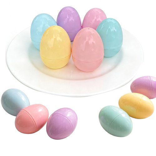Benilax 24 Jumbo Fillable Pastel Plastic Easter Egg Bulk Hunt Party Supply Pack - 3.15 inch Assorted Color Plastic Eggs