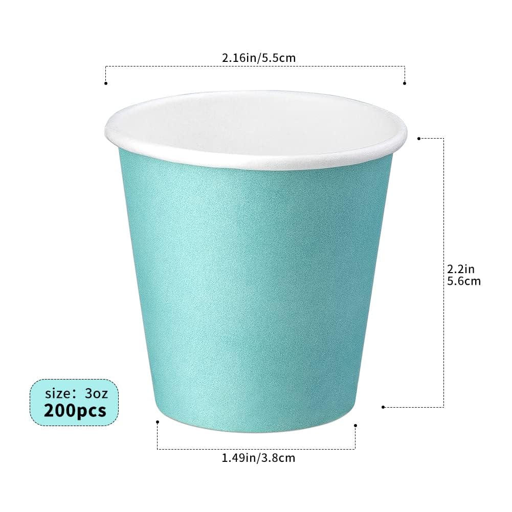Huaiid 200 Pack Bathroom Cups 3 oz, Paper Cups Disposable Mouthwash Cups, Espresso Cup for Snack Perfect for Home Condos Rvs Campers (Blue)