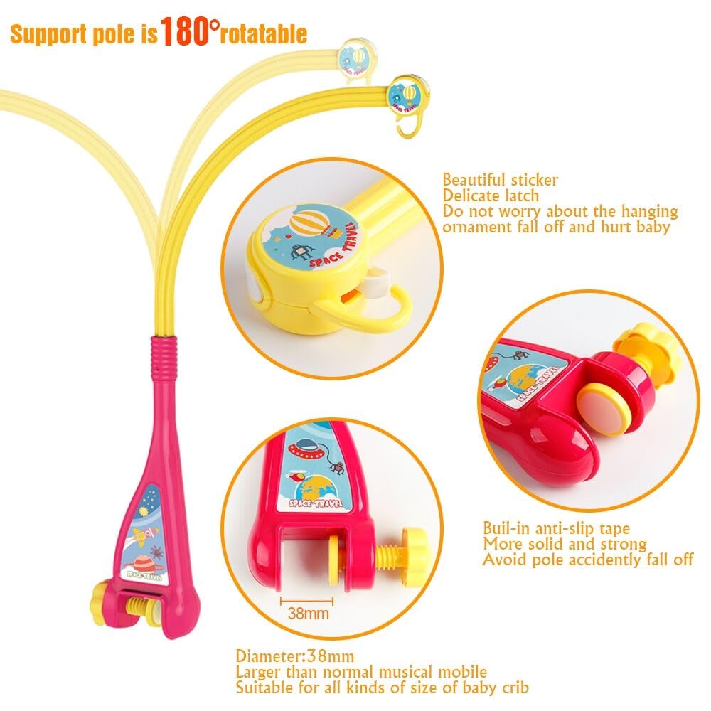 Mini Tudou Musical Baby Crib Mobile - Lights, Music & Star Projector | Remote Control with 108 Melodies