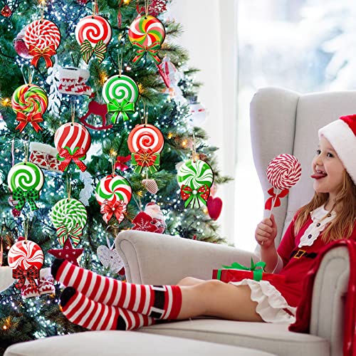 Yulejo 36 Pcs Christmas Candy Ornaments Peppermint Red & Green Classic
